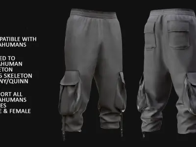 Warrior Pants 77 - All MH Bodies - UE5 Skeletons - Rigged Low-poly 3D model