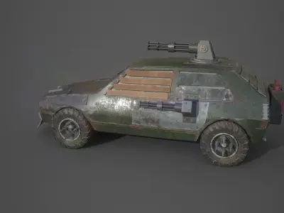 Post Apocalyptic Monster VW Golf Low-poly 3D model