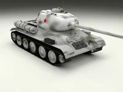 T-34 85 Tank Winter Camo 3D model