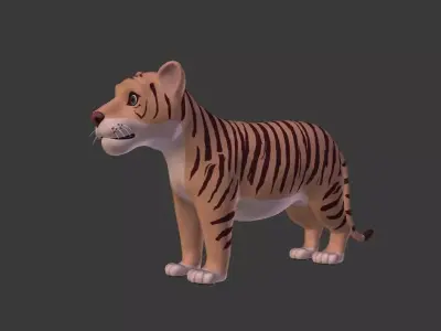 Cartoon Tiger Cub Free low-poly 3D model