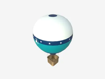 Balloon Hot Air 02 Blue - Aircraft Cartoon Low-poly 3D model