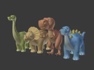 Cartoon Dinosaurs Pack Low-poly 3D model
