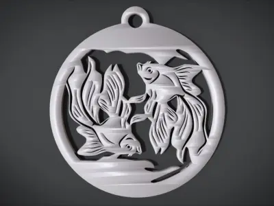 Wall decoration with Fish motif Low-poly 3D model