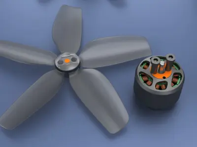 AVATA drone motor 3d model with original props 3D model