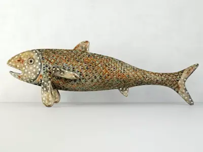 Vintage Painted Wood Fish 1 3D model