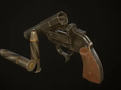Flare gun Sturmpistole Game Ready Low-poly 3D model