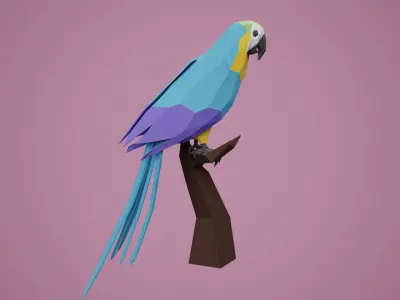 Stylized Parrot Low-poly 3D model