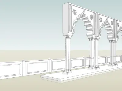 indian jodhpuri stone chatri 3d model 3D model
