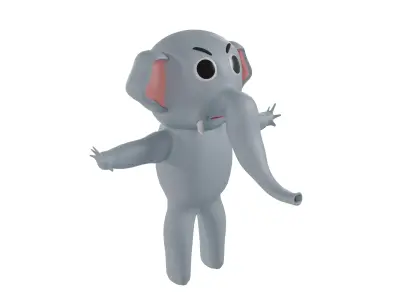 3D model of a cartoon elephant Free 3D model