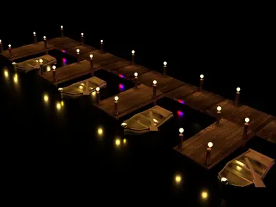 Autodesk Maya  Modelling Texturing And Lighting Of Dock  Low-poly 3D model
