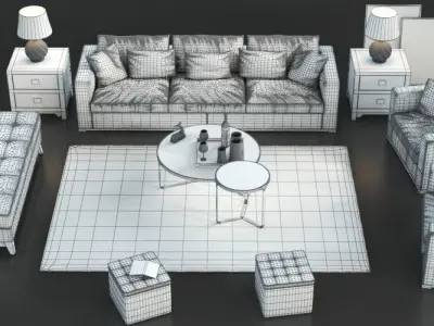 Set of furniture with carpet 3D model
