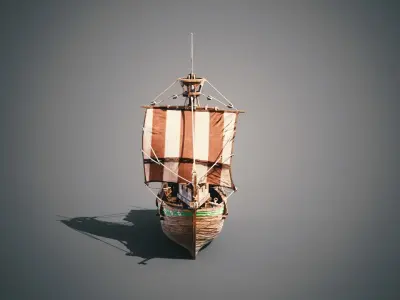 Cog ship Low-poly 3D model