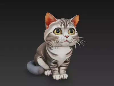 Cat Realistic 3D Model Basic - Low Poly Realistic Low-poly 3D model