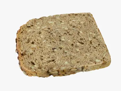 A Slice of Sunflower Seed Bread 3D model