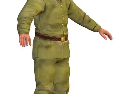 LowPoly Man Old USSR Soldier Low-poly 3D model