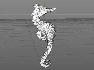 Seahorse low poly gold Low-poly 3D model
