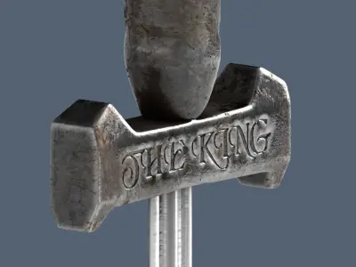 Set of medieval weapons ax sword mace 3D model