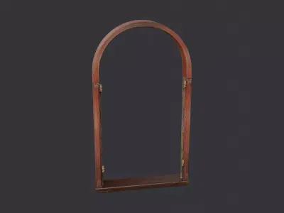 Wood Arch Window Double Frame Low-poly 3D model
