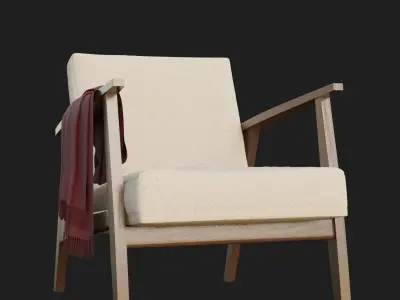 Armchair  with blanket Free low-poly 3D model
