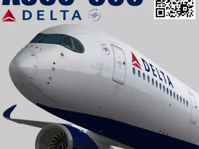 Airbus A350-900 XWB Delta airlnes Low-poly 3D model