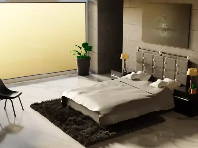Fashionable and stylish bed in dark shades Free 3D model