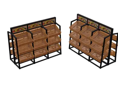 Fruit shelf - fruit boxes Low-poly 3D model