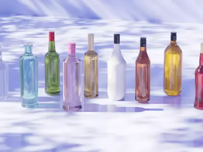 Ultimate Glass Bottle Collection Beverage and Decorative Bottles Free low-poly 3D model