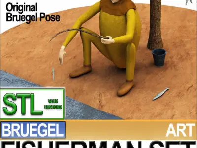 Bruegel Fisherman Scene Stl Printable 3D model