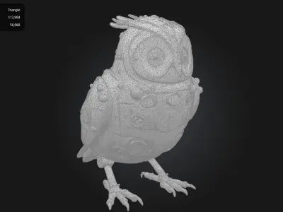 Steampunk Mechanical Owl 3D model