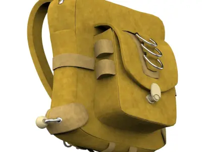 Realistic Bag backpack with metal buckles 3D model
