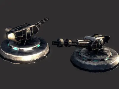 Sci Fi Turrets Low-poly 3D model
