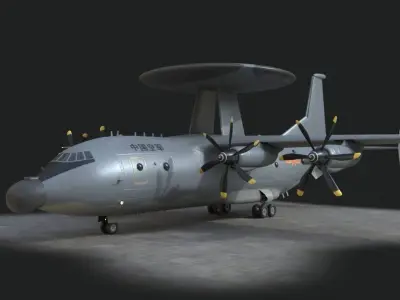 two coatings Chinese KJ500 awacs KJ-500H Yun9 Y9 Low-poly 3D model