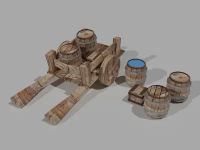 Low Poly Wooden Game assets Low-poly 3D model