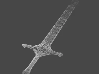 Elegant Dark Steel Sword Low-poly 3D model