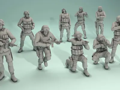 Military Soldier Poses Pack - Game Ready Low-poly 3D model