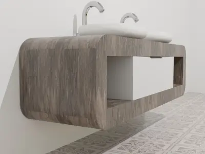 Furniture - Cabinets Bathroom white Free 3D model
