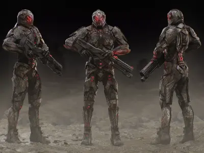 Sci Fi Robot Synthrax Low-poly 3D model