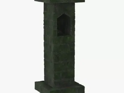 Column post with square base Low-poly 3D model