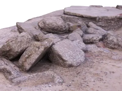 WW2 Destroyed Gun Casemate - Low and High Poly Versions Low-poly 3D model