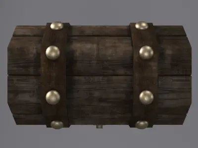 Old wooden chest Free low-poly 3D model