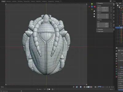 Stylized scarab on a stone 3D model