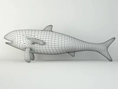 Vintage Painted Wood Fish 3 3D model