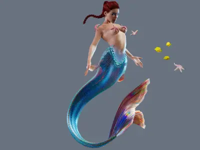 Mermaid rigged 3D model