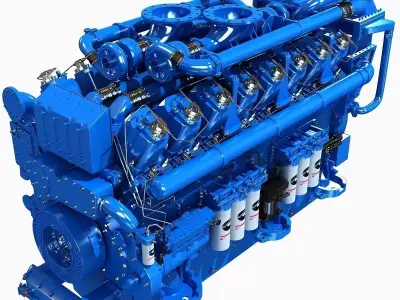 Blue V12 Diesel Engine 3D model