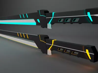 Sci-fi Katana Double Sword Free 3D model