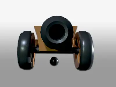 Cartoon Cannon Low Poly 3D model