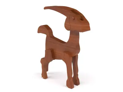 Wooden toy goat 3D model