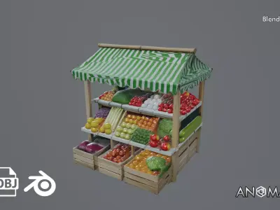 fruit vendor stall Free 3D model