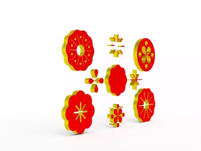 FLOWER DECORATION CHINESE NEW YEAR 01 3D model