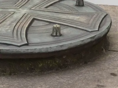 Second ww German Manhole Cover Cross 3d Scan Model 3D model